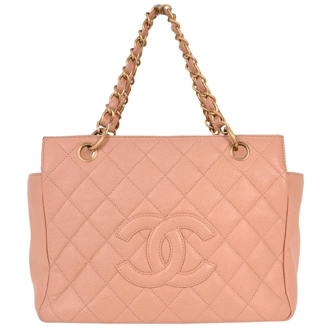 Chanel Pink Caviar Tote Chain Handbag in Pink Caviar leather from AMORE Vintage Tokyo