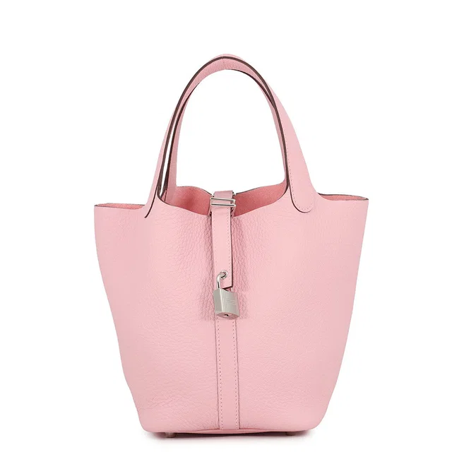 Hermès Picotin Lock Rose Sakura Taurillon Clemence Size PM in Pink Clemence leather from GALLERY RARE