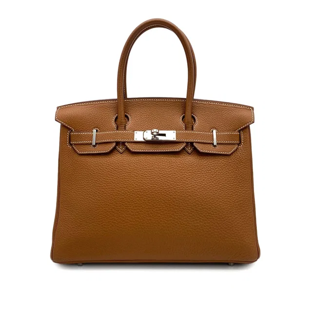 Hermès Birkin 30 Gold Taurillon Clemence Hand Bag 2005 Square I Palladium Hardware in Gold Clemence leather from Luxury Promise