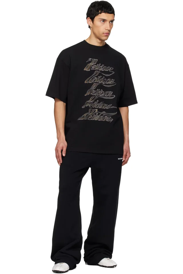 Black 'WE11DONE' Multi Logo T-shirt, photo 4 of 4 from SSENSE