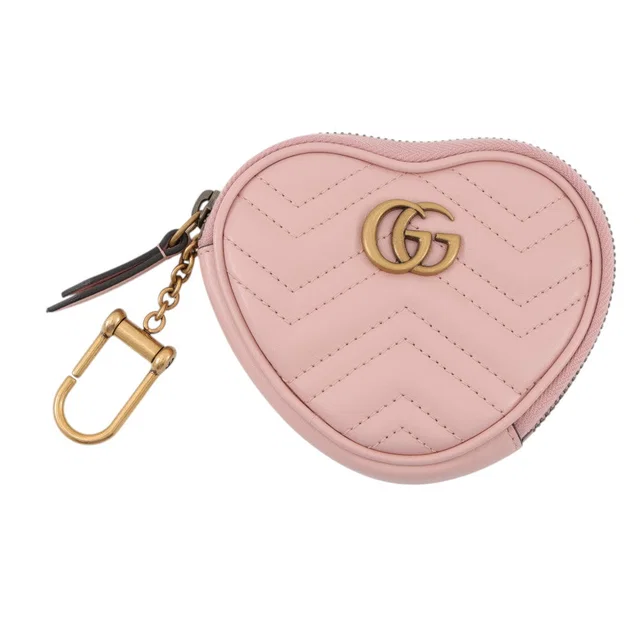 Gucci GG Marmont heart-shaped coin purse Pink699517 Leather in Leather from GALLERY RARE