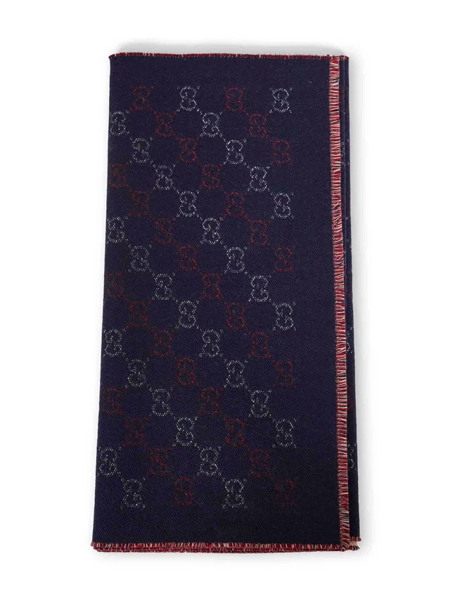 Gucci Gg Jacquard Wool Scarf — Navy Scarfs in Navy Wool from HEWI