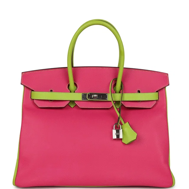 Hermès Special Order (HSS) Birkin 35 Rose Tyrien, Kiwi Epsom Palladium Hardware in Pink Epsom leather from Madison Avenue Couture