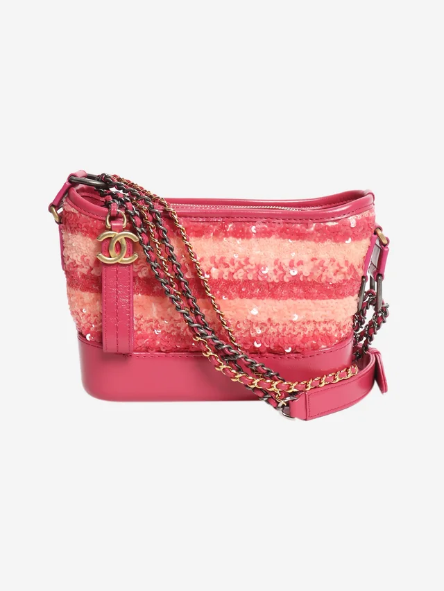 Chanel Pink 2017 small sequin Gabrielle bag in Pink Leather from Sign of the Times