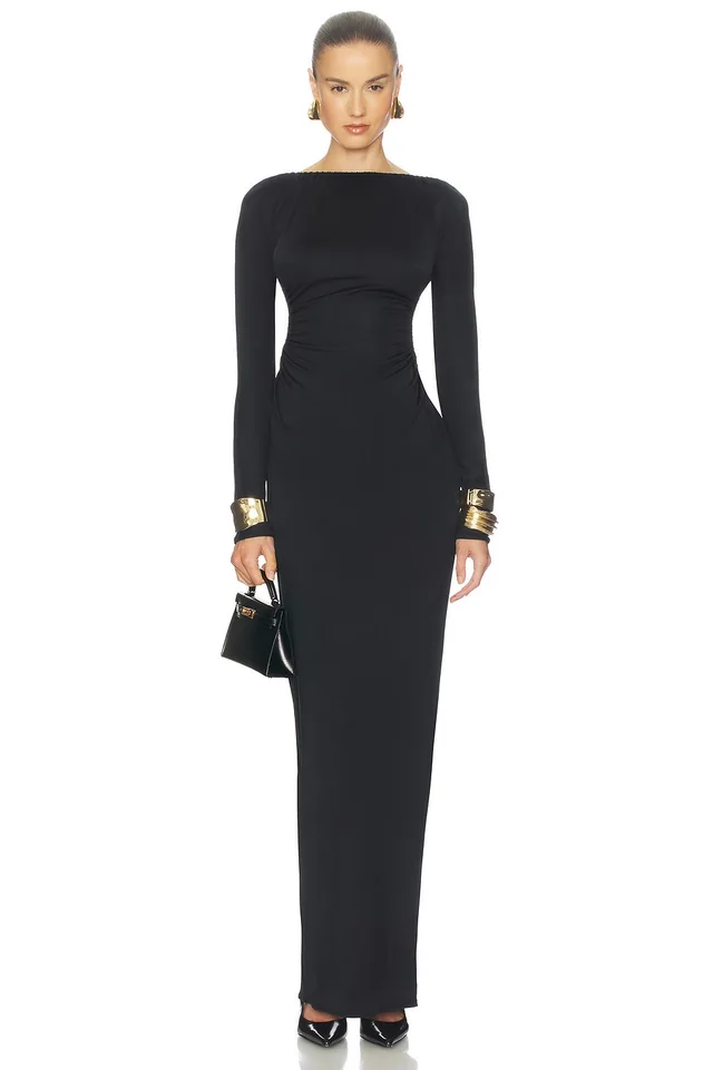 Helsa The Ruched Open Back Jersey Dress in Black, photo 2 of 3 from REVOLVE (Canada)