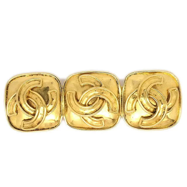 Chanel Triple CC Brooch Pin Gold 94P in Gold from AMORE Vintage Tokyo