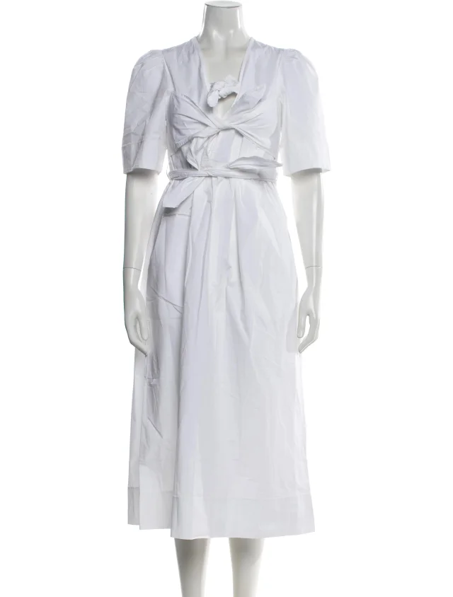 GANNI V-Neck Long Dress in white from The RealReal