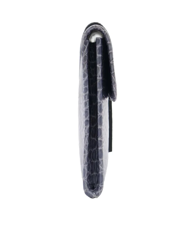 Hermès Bleu Brighton Shiny Mississippi Alligator Mini Jige Clutch in Blue Crocodile from Luxury Promise, photo 4 of 11