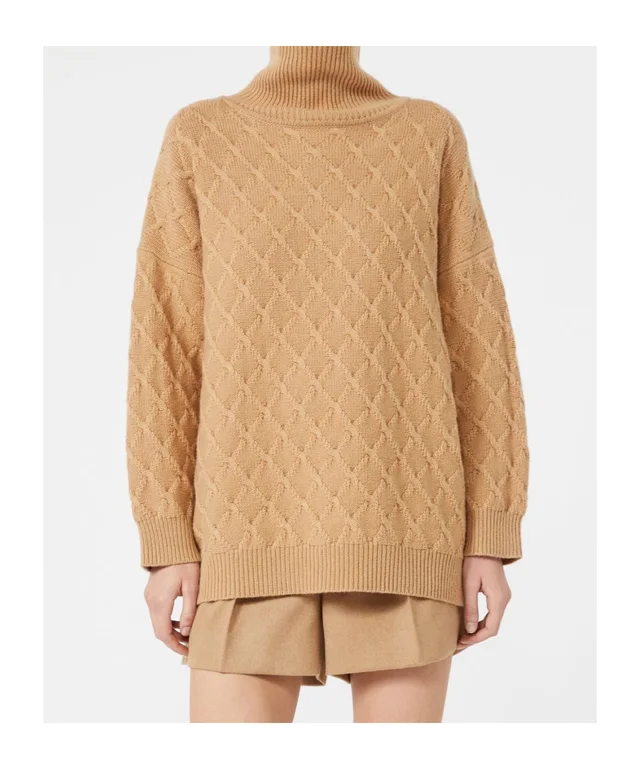 Max Mara Oversized diamond wool and cashmere sweater - Camel, photo 3 of 4 from SENSER