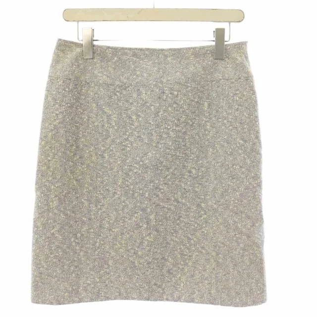Chanel Boutique Tweed Skirt Knee-Length Ivory Navy 38 in White Tweed from The Reluxe