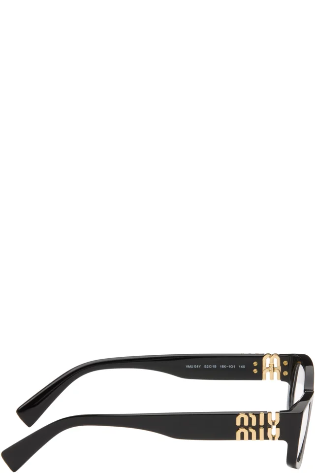 Miu Miu Eyewear Black Rectangle Glasses, photo 2 of 2 from SSENSE