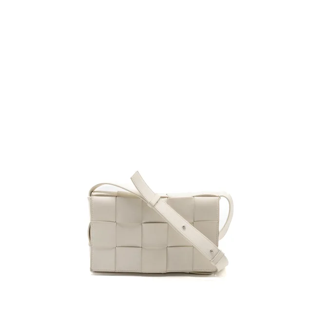 Bottega Veneta Small Cassette Bag Lambskin White SHW in White Lambskin from EMIER
