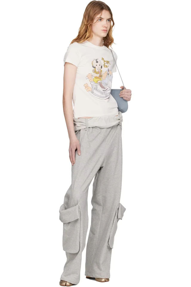 OPEN YY Gray Rolled Waist Sweat Cargo Pants, photo 4 of 4 from SSENSE