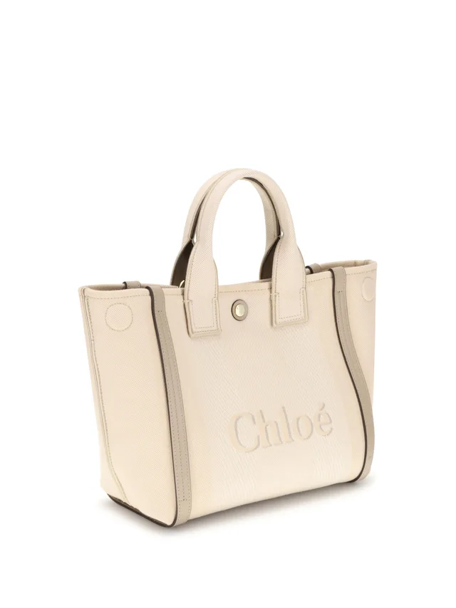 Chloé Carry Tote Bag — Beige Cotton in Beige Leather from HEWI, photo 2 of 2