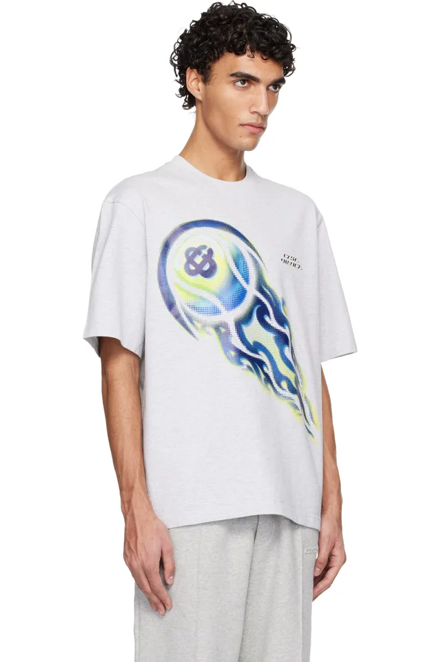 Casablanca Gray Flaming Tennis Ball Oversized Short Sleeve T‑shirt, photo 2 of 4 from SSENSE