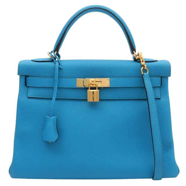 Hermès 2017 Kelly 32 Bleu Zanzibar in Blue Togo leather from VINTAGE QOO TOKYO