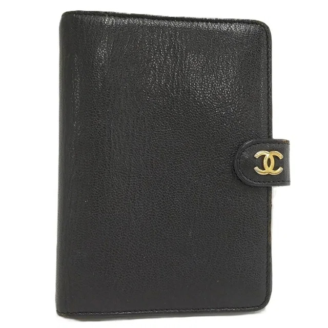Chanel Notebook Cover CC Logo Gold Leather Black Agenda in Black Leather from The Reluxe