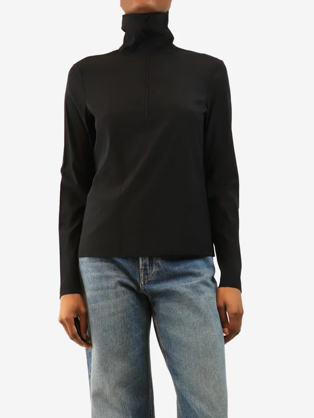 REDValentino Black half-zip silk top - size UK 10 in Black Silk from Sign of the Times