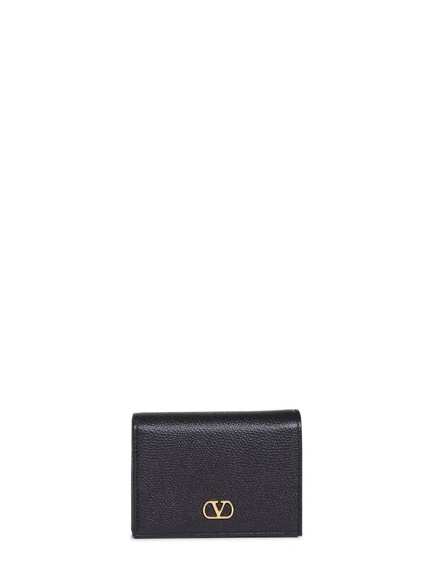 Valentino Garavani Vlogo Wallet — Black Calf Leather in Black Calfskin from HEWI