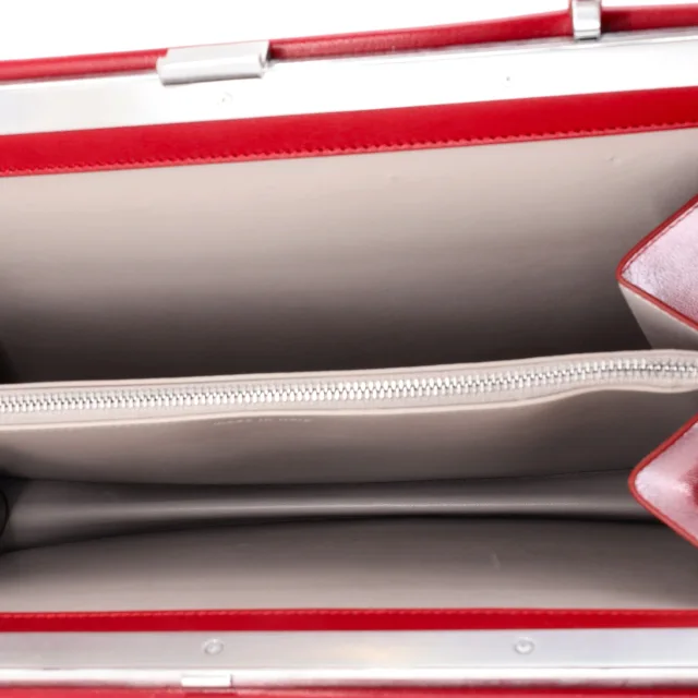 Celine Clasp Top Handle Bag Leather Medium in red Leather from Rebag, photo 6 of 7