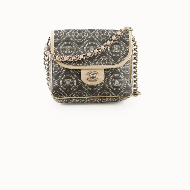Chanel Camelia Quilted Double Sided Flap (25 Series) in Caviar leather from The Purse Affair
