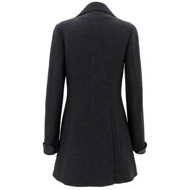 Chanel 2000 Wool Logo Belted Wrap Coat #36 Charcoal Gray in Grey Wool from VINTAGE QOO TOKYO, photo 2 of 2