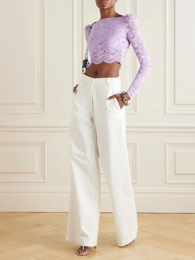 RABANNE Cropped guipure lace top in Purple, photo 2 of 2 from NET-A-PORTER (Canada)