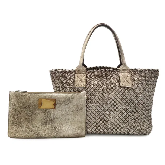 Bottega Veneta Intrecciato Metallic Leather Tote Limited in Woven leather from LuxUness