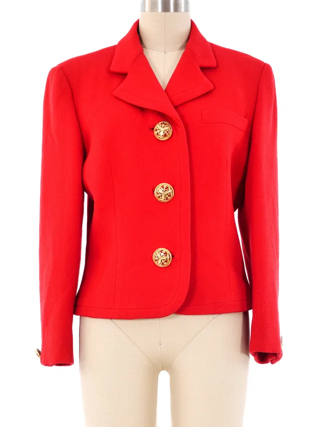 Versace Red Cropped Jacket in Red Wool from Arcade Vintage