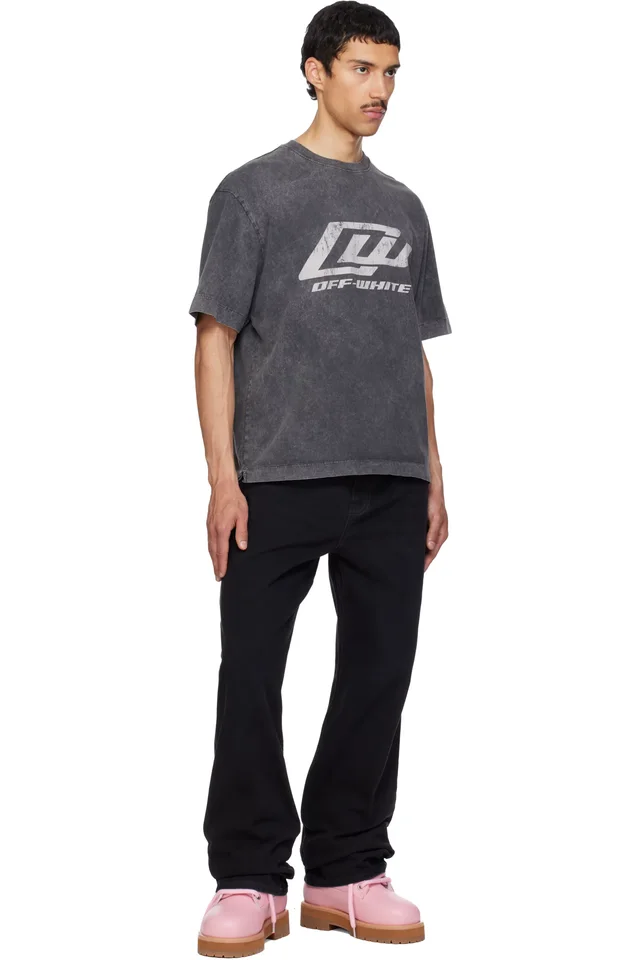 Off-White Black 'OW' Racing Skate T-shirt, photo 4 of 4 from SSENSE