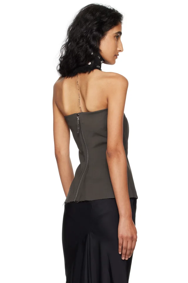 Rick Owens Gray Concordians Bustier Top, photo 3 of 4 from SSENSE