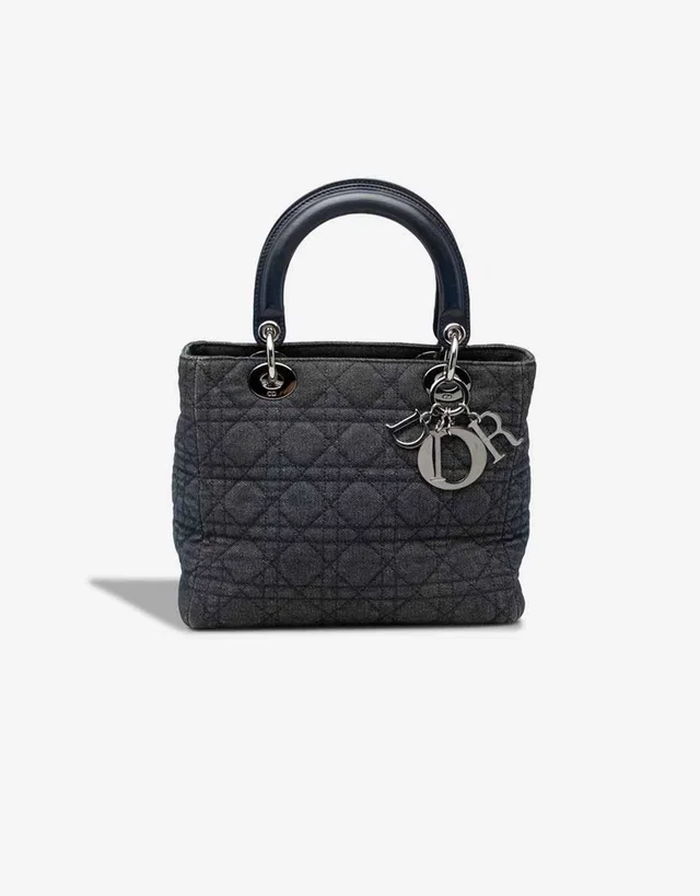 Dior Lady Medium Denim Charcoal in Grey Denim from SACLÀB