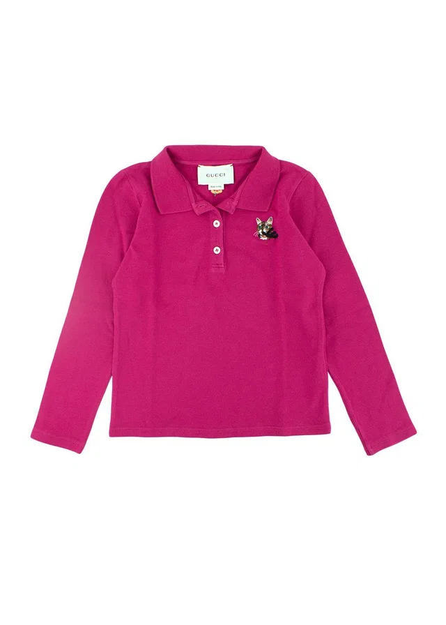 Gucci Pink Cotton Long Sleeved Polo in Pink from HEWI