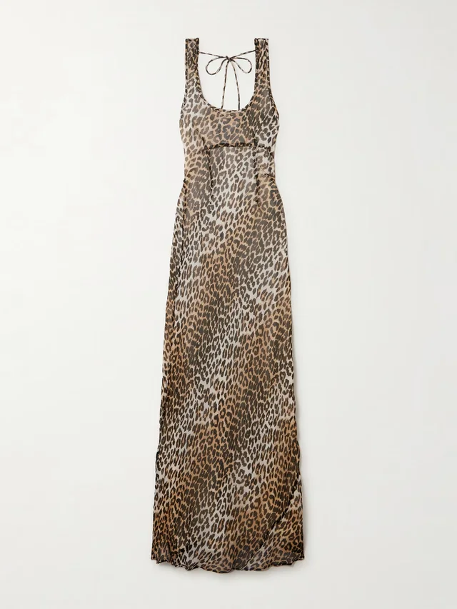 Leopard-print chiffon maxi dress