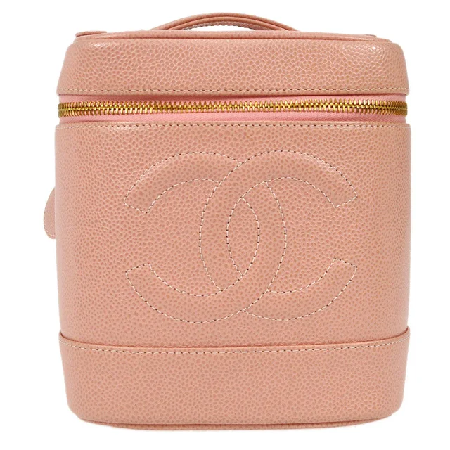 Chanel 2003-2004 Timeless Vanity Handbag Pink Caviar in Pink Caviar leather from AMORE Vintage Tokyo