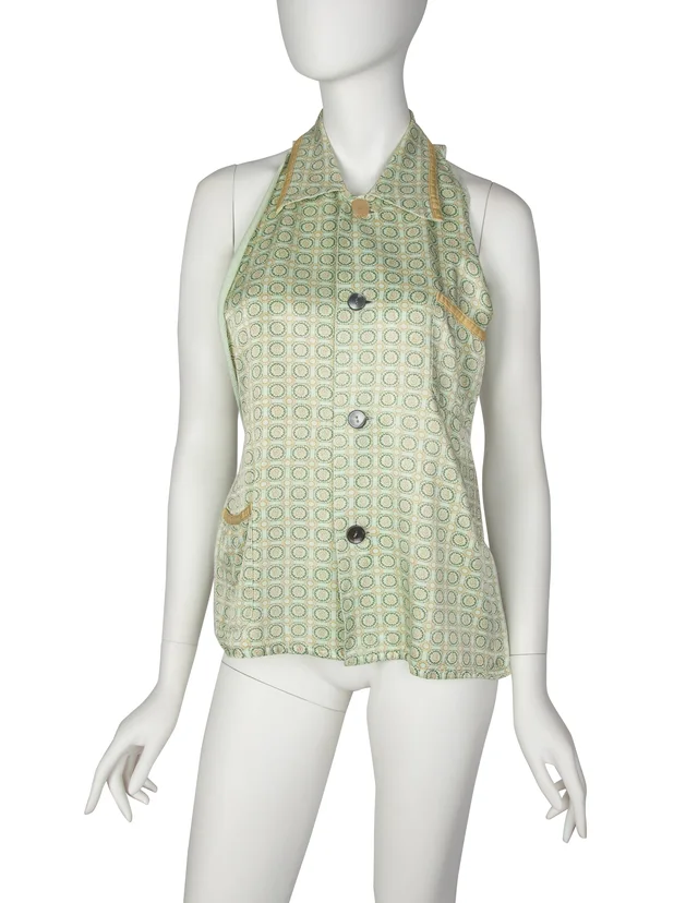 Maison Margiela Vintage SS 1995 Artisanal Mint Medallion Print Halter Top from Amarcord Vintage Fashion