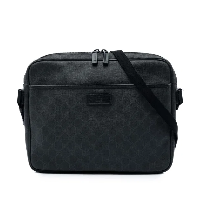 Black Gucci GG Supreme Crossbody in Black Coated canvas from Designer Revival