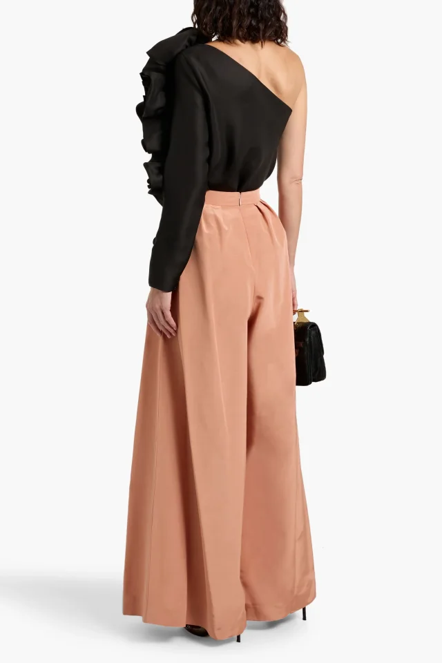 Carolina Herrera One-Sleeve Floral-Appliquéd Silk Top, photo 3 of 8 from THE OUTNET