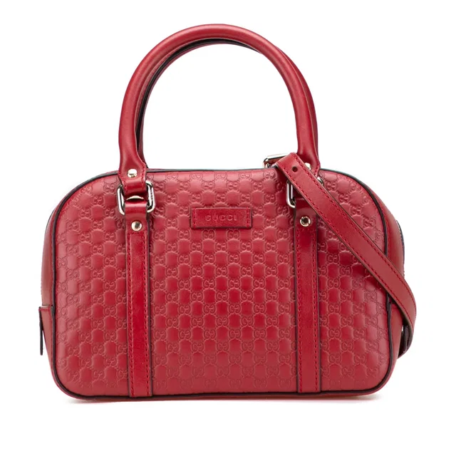 Red Gucci Small Microguccissima Bree Satchel in Red Leather from Designer Revival