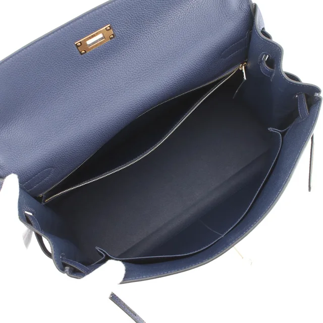 Hermès Kelly Retourne blue navy Togo Leather Size 35 in Navy Togo leather from GALLERY RARE, photo 5 of 17