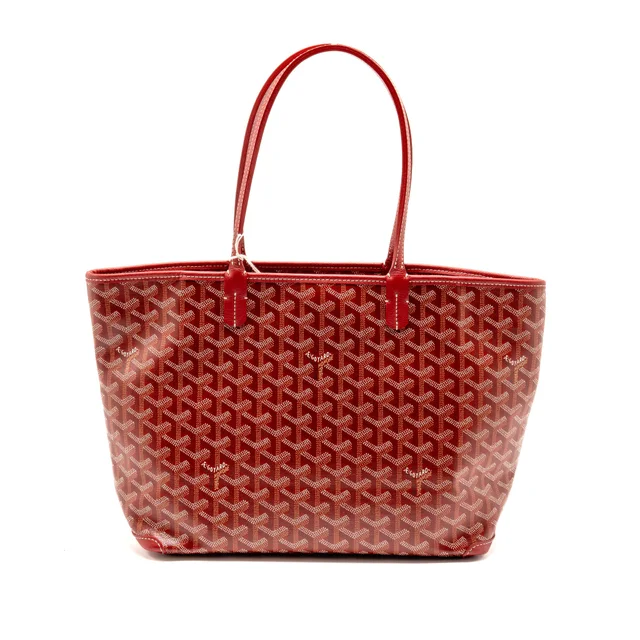 Goyard Artois PM Bag Goyardine Canvas/Chevroches Calfskin Rouge SHW in Red Calfskin from EMIER