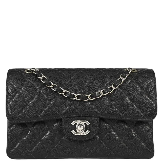 Chanel 2000-2001 Black Caviar Skin Small Classic Double Flap Shoulder Bag in Black Caviar leather from AMORE Vintage Tokyo