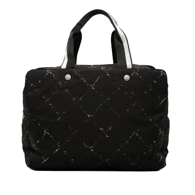 Black Chanel Old Travel Line Nylon Handbag in Black Nylon from Designer Revival