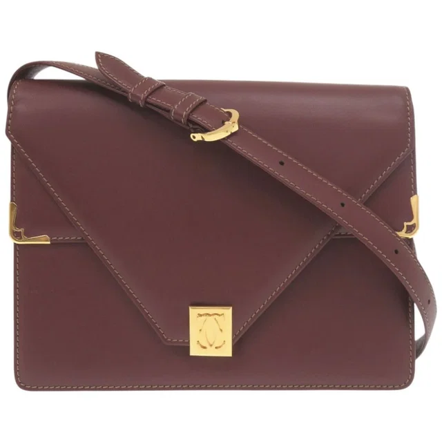 Cartier Must Line Leather Bordeaux Shoulder Bag in Burgundy Leather from The Reluxe