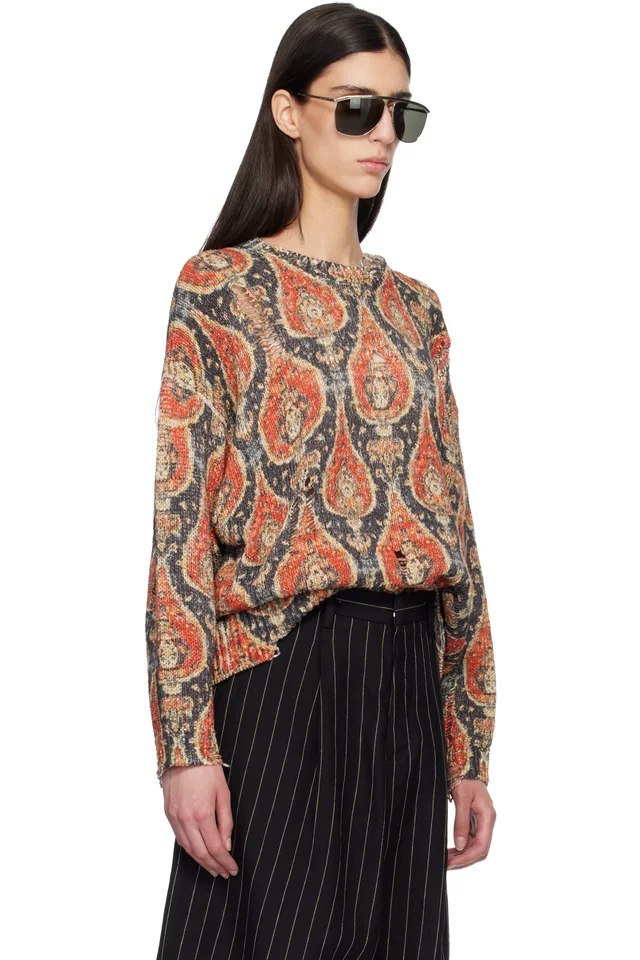R13 Black & Red Printed Oversized Sweater, photo 2 of 4 from SSENSE
