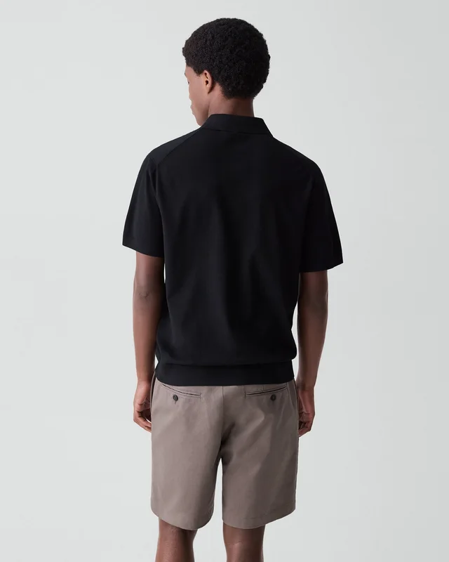 Theory Quarter-Zip Polo Shirt in Light Bilen in BLACK 62% Viscose, 38% Polyester; Exclusive Of Elastic, photo 3 of 14 from Theory