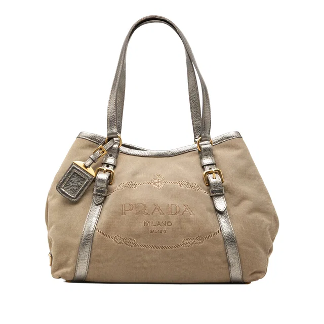 Brown Prada Canvas Canapa Logo Tote in Brown Canvas from Designer Revival