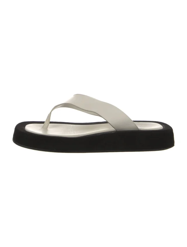 The Row Ginza Leather Flip Flops in black Leather from The RealReal