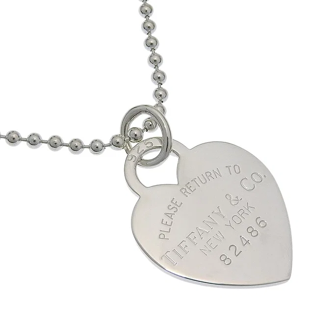 Return to Tiffany Heart Tag Ball Chain 925 Sterling Silver Necklace in Silver from The Reluxe