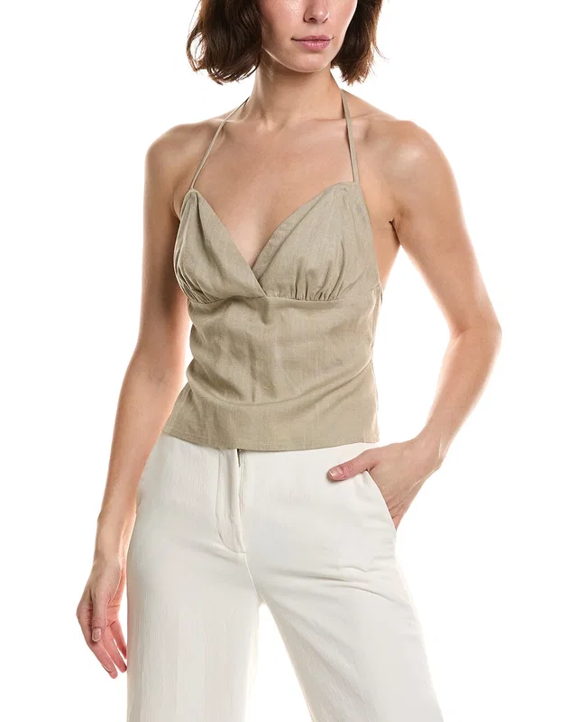 NIA Emma Linen-Blend Halter Top, image 1 of 1 from Gilt